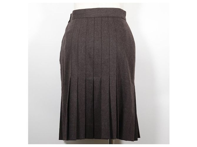 Falda acampanada de lana Chanel Castaño - vista 3