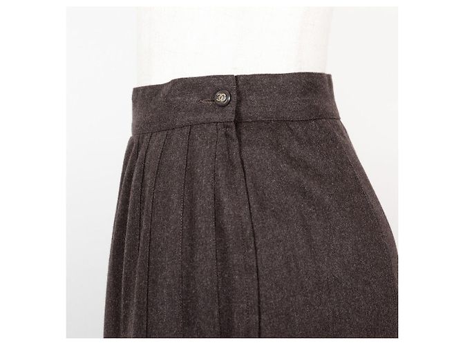 Falda acampanada de lana Chanel Castaño - vista 5