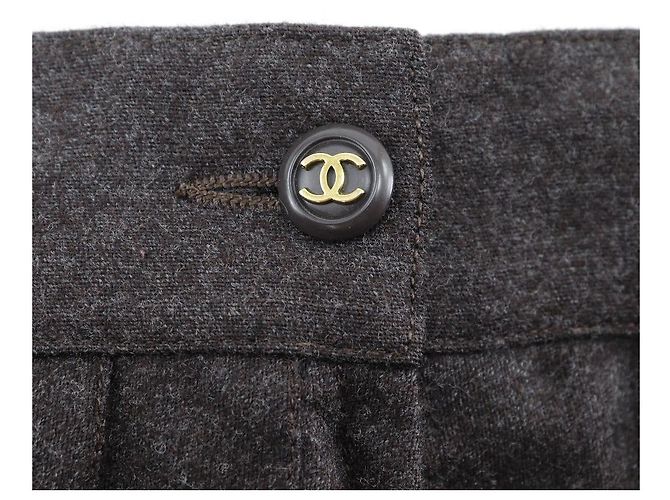 Falda acampanada de lana Chanel Castaño - vista 6