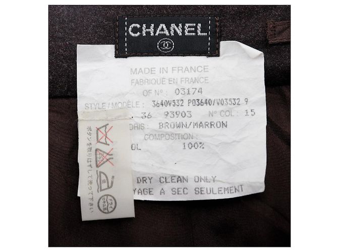 Falda acampanada de lana Chanel Castaño - vista 9