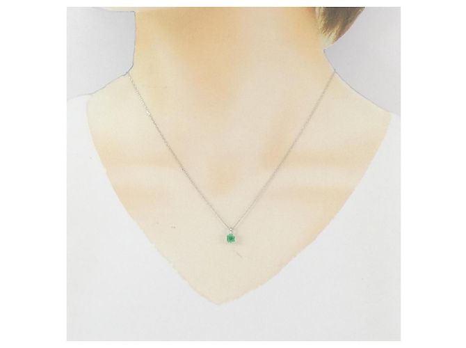 Autre Marque Collana in platino PT950, smeraldo e diamante Verde - vista 6