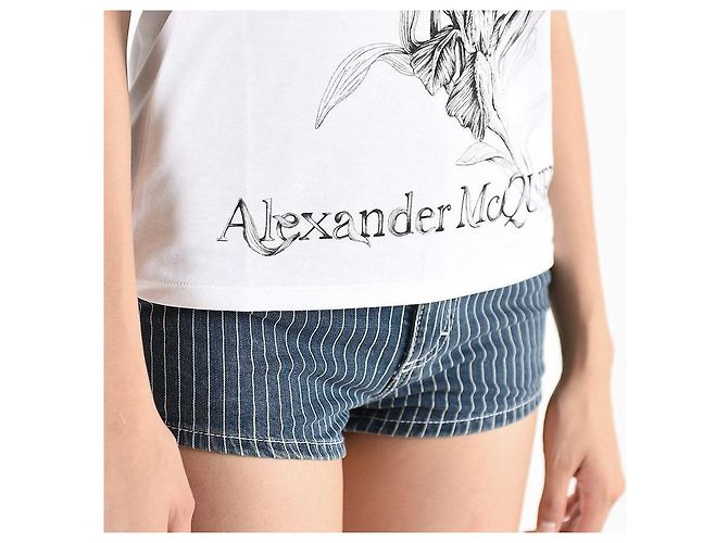 Alexander Mcqueen T-Shirt mit Kurzarm und Logo-Print Weiß QZABT - Ansicht 3