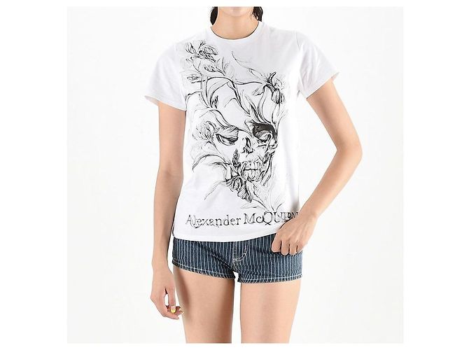 Alexander Mcqueen T-Shirt mit Kurzarm und Logo-Print Weiß QZABT - Ansicht 5