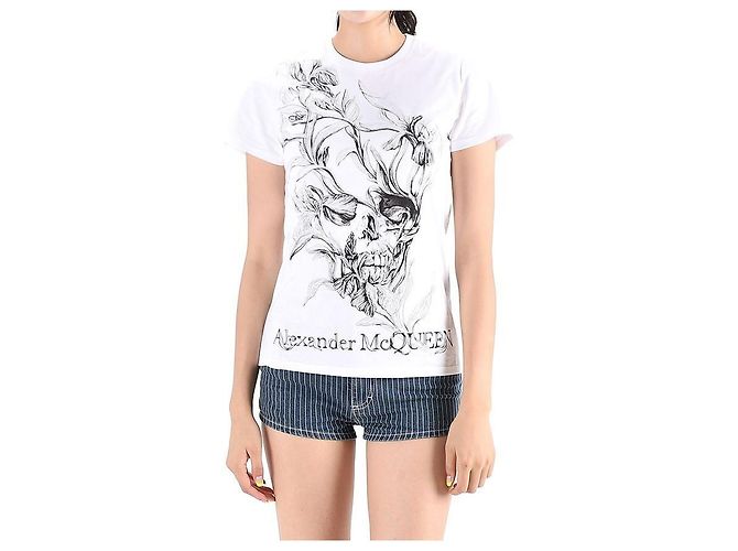 Alexander Mcqueen T-Shirt mit Kurzarm und Logo-Print Weiß QZABT - Ansicht 6