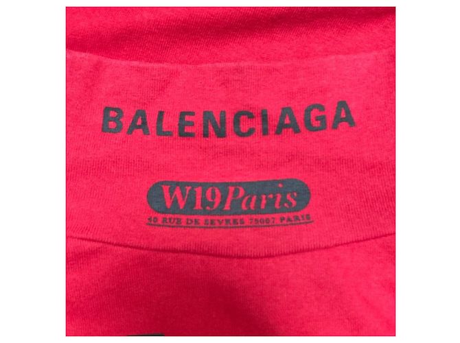 Camiseta de cuello alto de algodón con logo multi Balenciaga Roja - vista 5