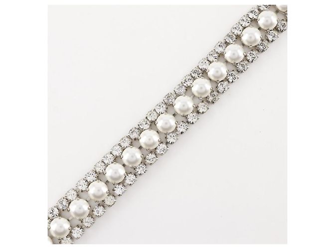 Collana Miu Miu con strass e perle finte Argento - vista 4