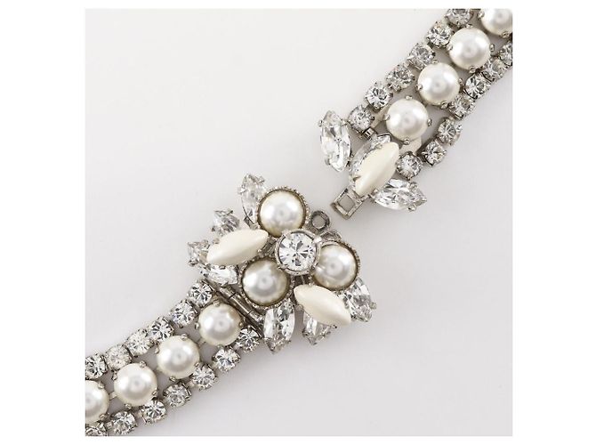 Collana Miu Miu con strass e perle finte Argento - vista 5