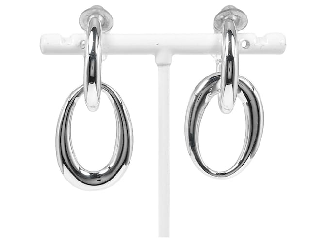Orecchini Chanel Double Hoop Silver 925 Argento - vista 3