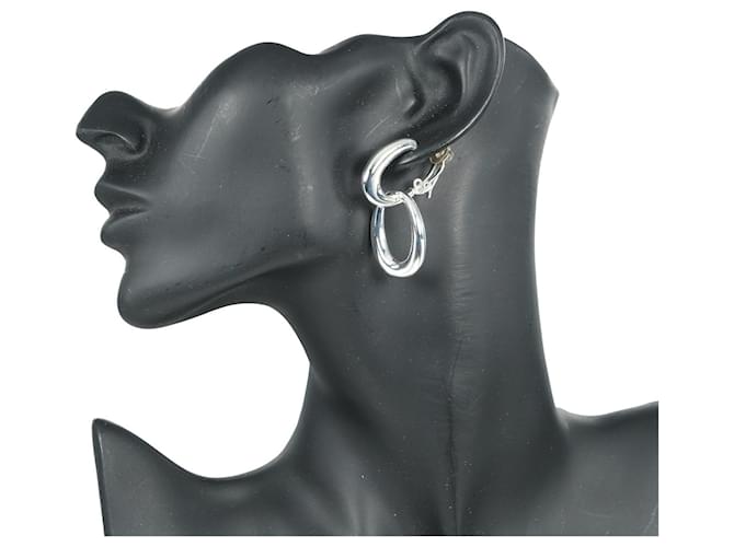 Orecchini Chanel Double Hoop Silver 925 Argento - vista 4