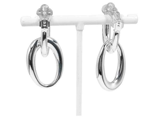 Orecchini Chanel Double Hoop Silver 925 Argento - vista 5