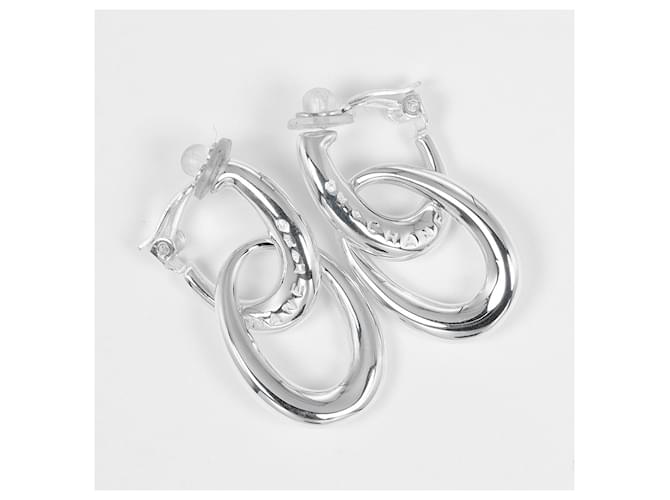Orecchini Chanel Double Hoop Silver 925 Argento - vista 7