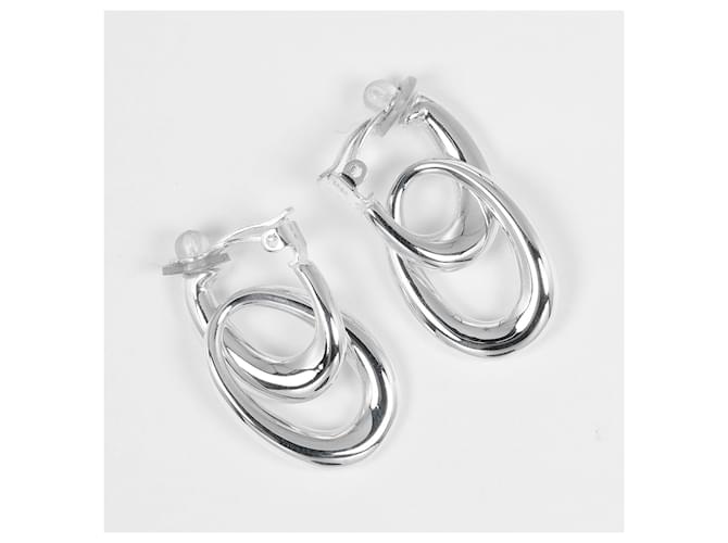 Orecchini Chanel Double Hoop Silver 925 Argento - vista 8