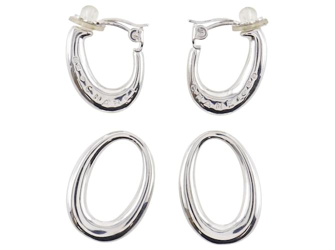 Orecchini Chanel Double Hoop Silver 925 Argento - vista 9