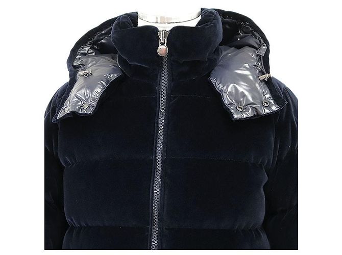 Chaqueta de plumón Moncler MAY de algodón de velours Azul Azul marino - vista 2