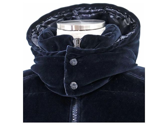 Chaqueta de plumón Moncler MAY de algodón de velours Azul Azul marino - vista 3