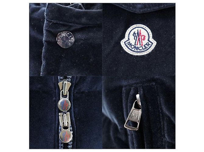 Chaqueta de plumón Moncler MAY de algodón de velours Azul Azul marino - vista 4