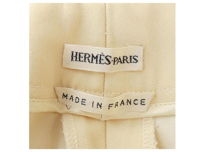 Calças de lã e seda Hermès Bege - vista 5