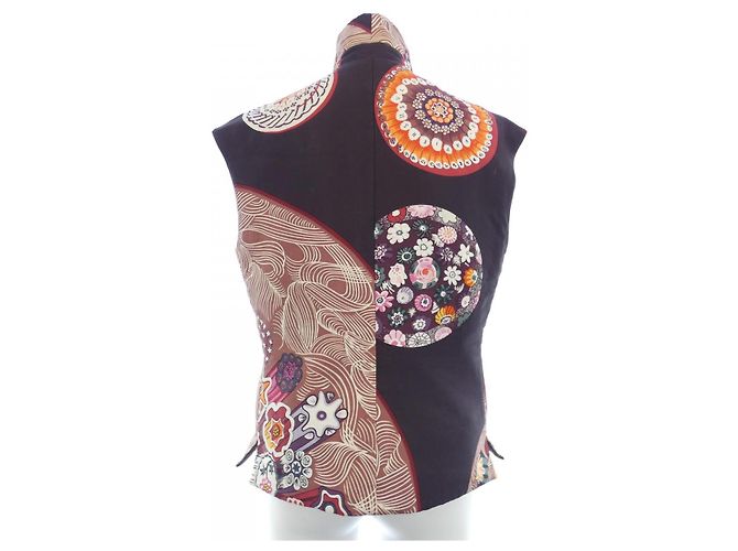 Hermès Twill Reine Seide Polyester Weste Braun Rot - Ansicht 2