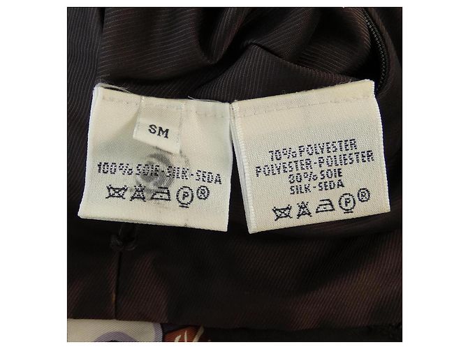 Hermès Twill Reine Seide Polyester Weste Braun Rot - Ansicht 3