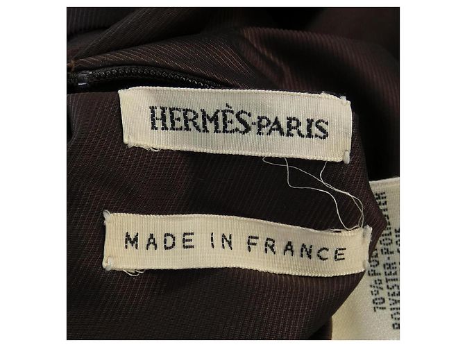 Hermès Twill Reine Seide Polyester Weste Braun Rot - Ansicht 5