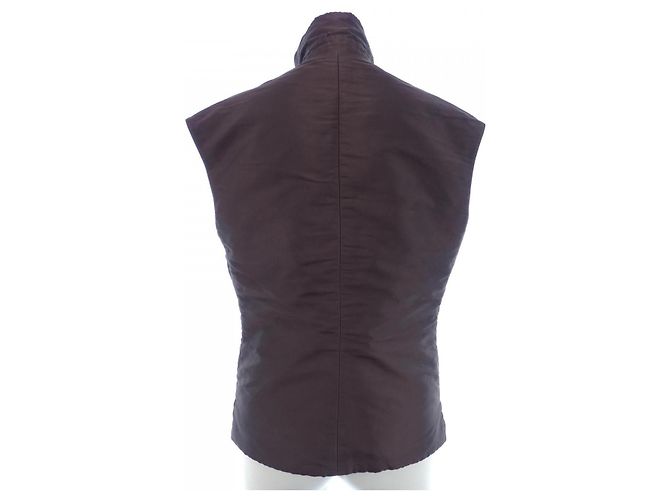 Hermès Twill Reine Seide Polyester Weste Braun Rot - Ansicht 9