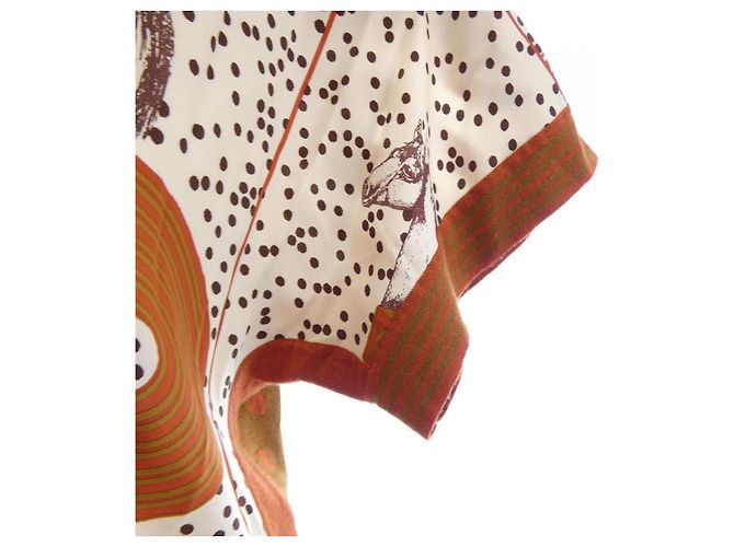 Hermès Hermes GARDE-ROBE POP Twillene Cashmere Silk Top Castaño Beige - vista 6
