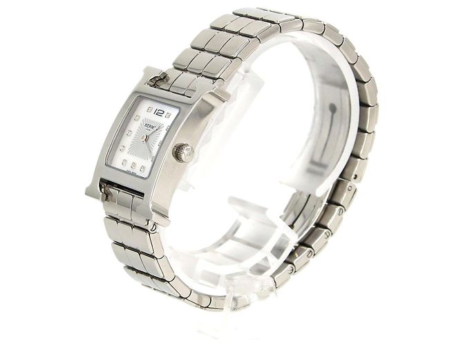 Hermès Hermes H Uhr Edelstahl Quarz Silber - Ansicht 2