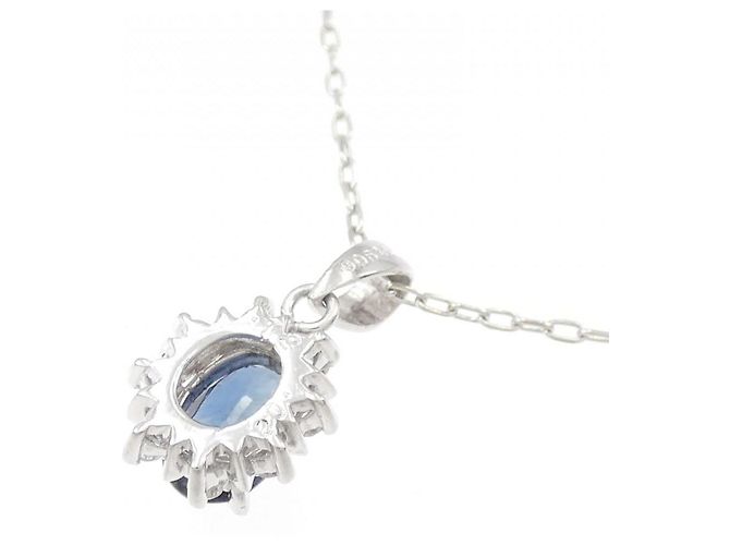 Autre Marque Platin-Saphir-Diamant-Halskette Silber - Ansicht 4