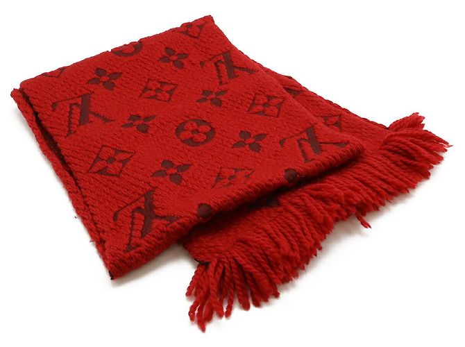 Sciarpa Logomania in lana e seta Louis Vuitton Rosso - vista 2