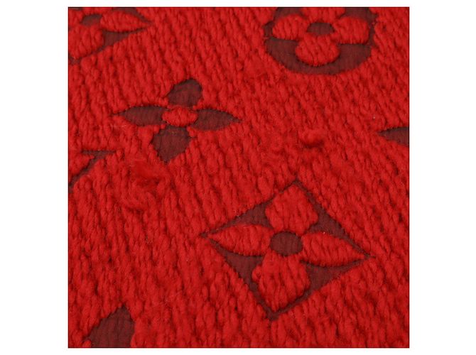 Sciarpa Logomania in lana e seta Louis Vuitton Rosso - vista 3