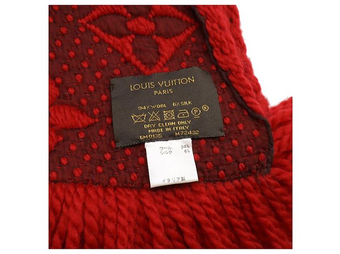 Sciarpa Logomania in lana e seta Louis Vuitton Rosso - vista 6