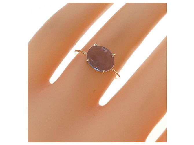 Autre Marque Anello Lila K10 Oro Giallo e Topazio Blu D'oro - vista 5
