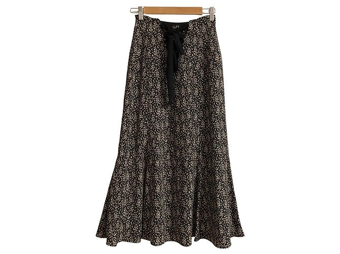 Autre Marque Rirandture Blumenmuster ausgestellter Rock Schwarz - Ansicht 2