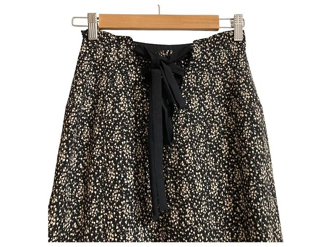 Autre Marque Rirandture Blumenmuster ausgestellter Rock Schwarz - Ansicht 3