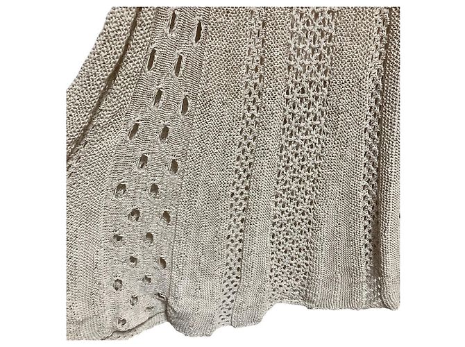 Falda larga de punto de crochet en lino de lujo Theory Beige - vista 4