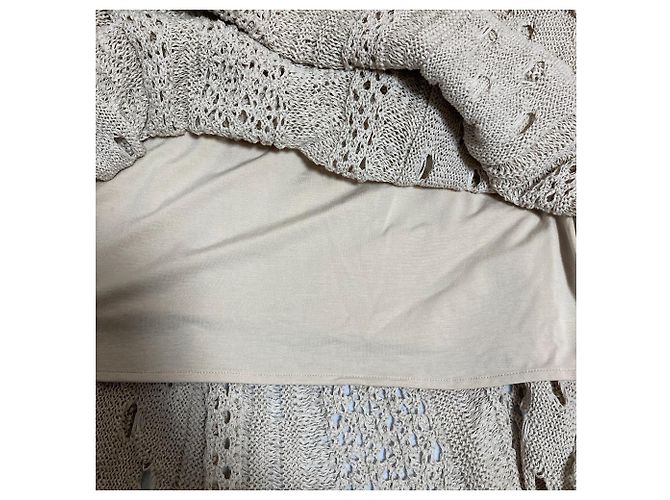Falda larga de punto de crochet en lino de lujo Theory Beige - vista 5