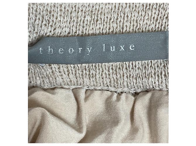 Falda larga de punto de crochet en lino de lujo Theory Beige - vista 6