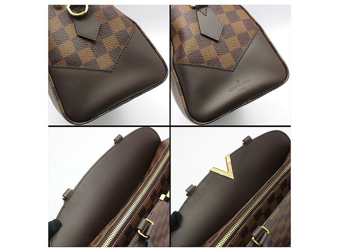 Louis Vuitton Borsa a tracolla bowling Kensington in Damier Ebene Marrone - vista 7