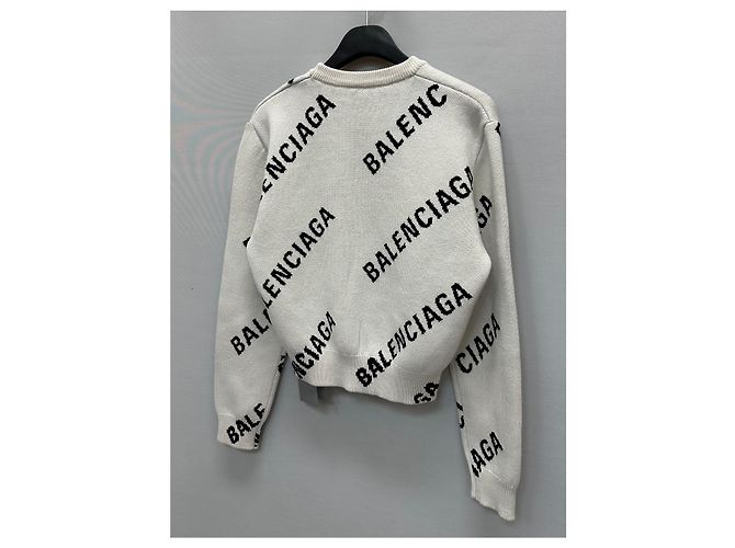 Balenciaga Crop-Strick aus Baumwolle und Wolle mit durchgehendem Jacquard-Logo Mehrfarben - Ansicht 6