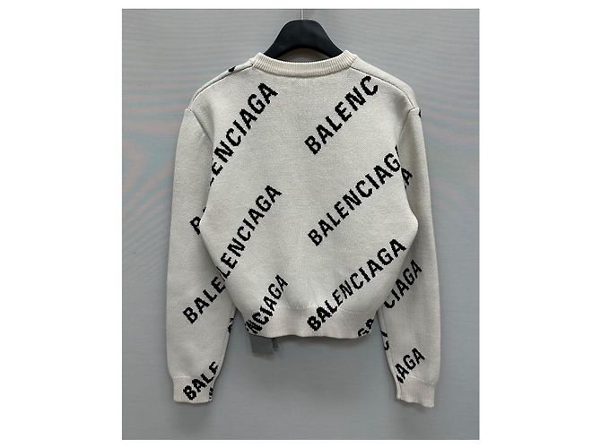 Balenciaga Crop-Strick aus Baumwolle und Wolle mit durchgehendem Jacquard-Logo Mehrfarben - Ansicht 7