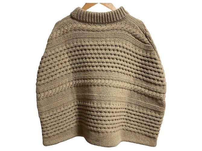 Poncho in lana a maglia intrecciata Ballantyne Marrone - vista 3