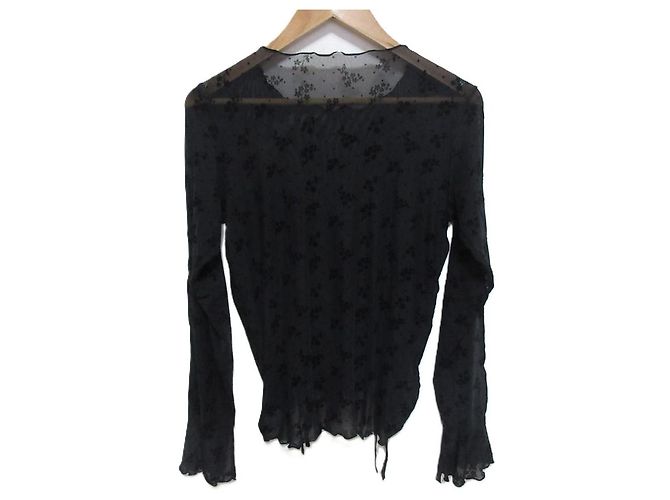 Autre Marque blusa transparente de bolinhas com flores merry jenny Preto - vista 2