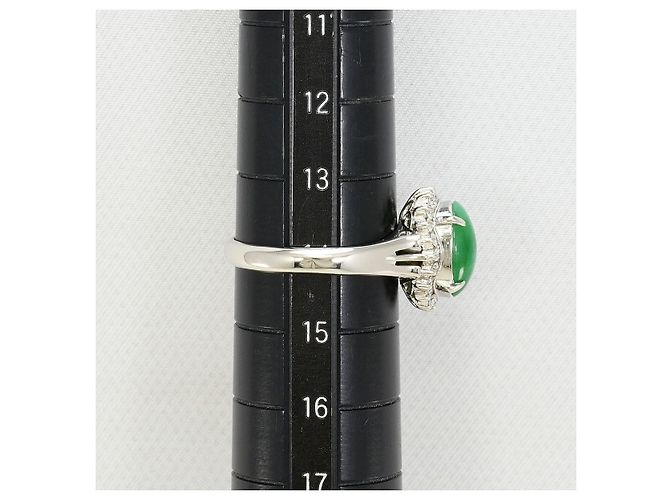 Autre Marque Jade-Diamant-Ring aus PT900 Platin Grün - Ansicht 8