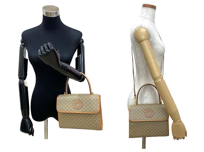 Céline Borsa 2way in pelle Macadam Celine Beige - vista 3