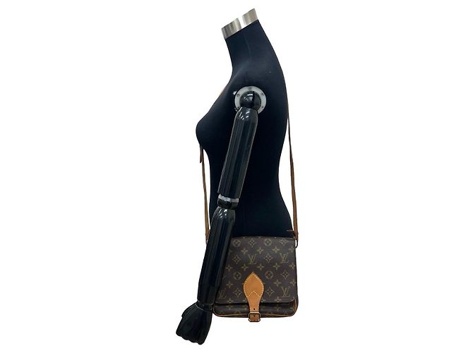 Borsa a tracolla Louis Vuitton Cartouchiere Monogram Marrone - vista 3