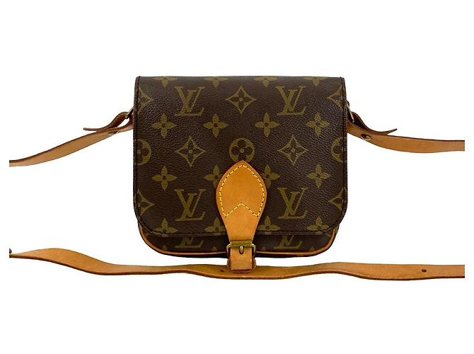 Mini borsa a tracolla Louis Vuitton Cartouchiere Monogram Marrone Bronzo - vista 2