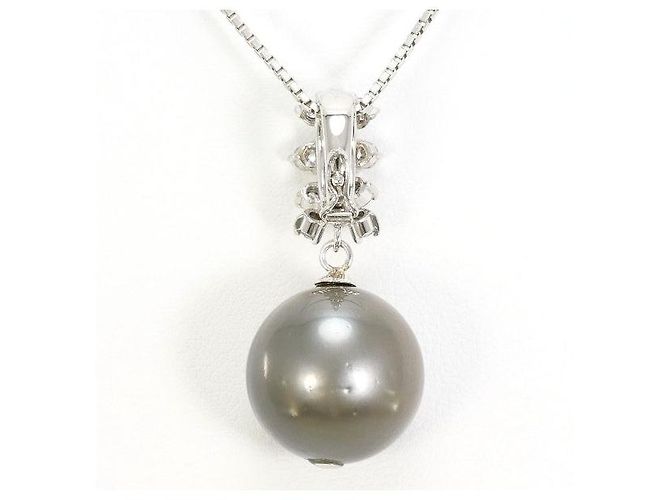 Autre Marque Collana con perla nera e diamanti in Pt900 Pt850 Nero - vista 3