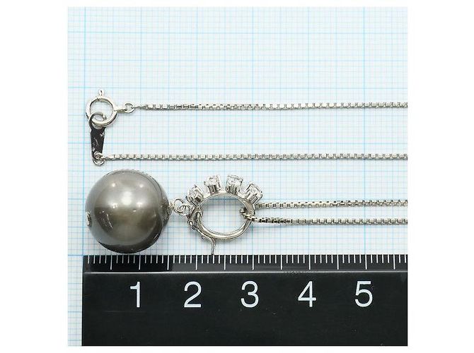Autre Marque Collana con perla nera e diamanti in Pt900 Pt850 Nero - vista 5