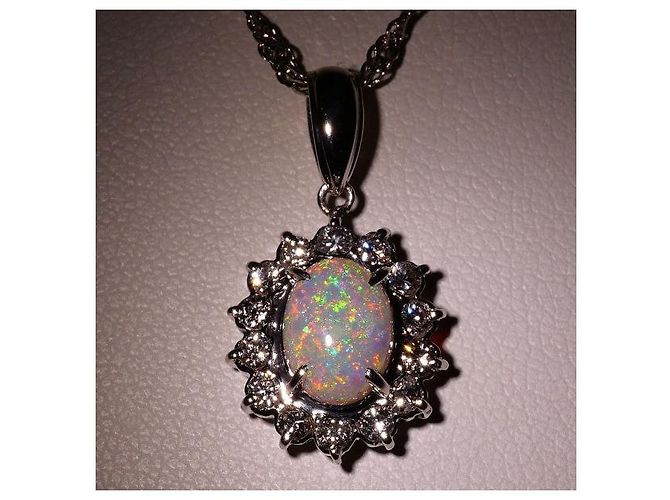 Autre Marque Collana in platino Pt900 Pt850 con opale e diamante Argento - vista 2