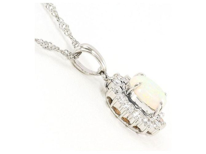 Autre Marque Collana in platino Pt900 Pt850 con opale e diamante Argento - vista 3